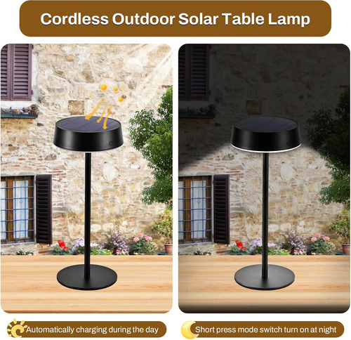 Lámpara De Mesa Solar Inalámbrica Recargable Regulable Tácti