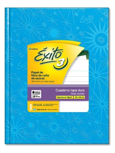 Cuaderno Exito N3 Abc Tapa Dura 48 Hjs Celeste