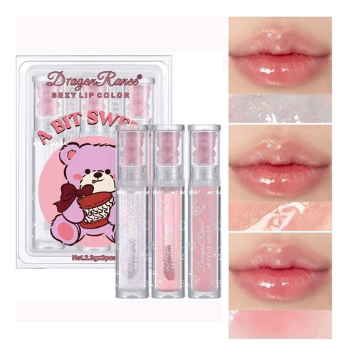 Set 3 Brilo Labial Sexy Lip Gloss Con Color  By Dragon Ranee