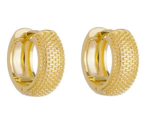 Brinco Argola Granitado Ouro 18k 6mm 13mm