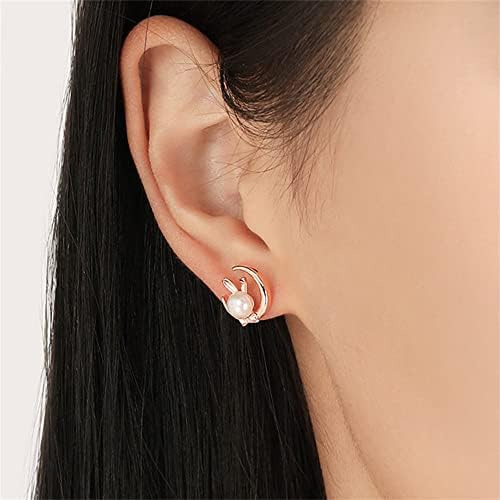 Arete De Luna De Conejo Para Mujeres, Niñas, Adolescentes, C