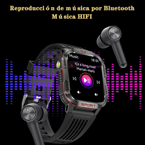 Smart Watch Hombre Bluetooth Llamada Compass Torch