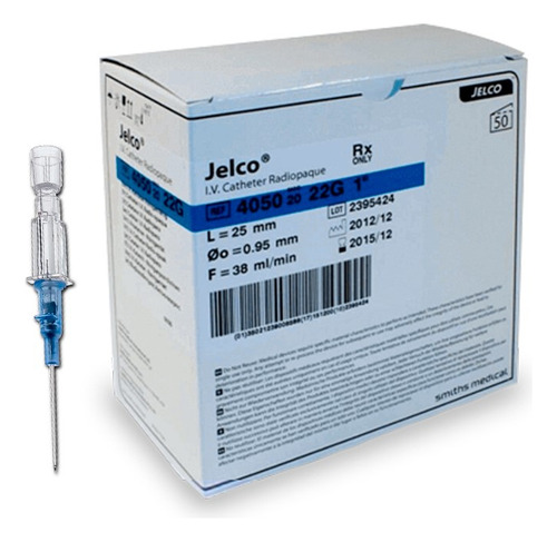 Catéter Iv Jelco Cateter Abbocath Nro 22g Pack X 50 Unidades