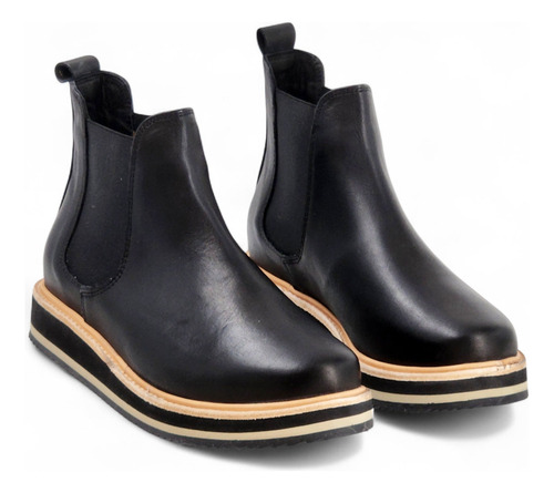 Botas Moda Gravagna 3125 Cuero Negro Base Comoda Y Elástico