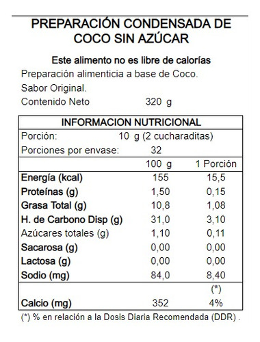 Pack 3 Condensada De Coco Sin Azúcar 320g C/u. Agronewen