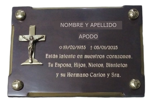 Placa De Bronce N° 58 Mercurio Cristo Con Cruz De Bronce