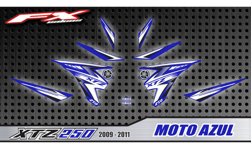 Calcos Opcionales Yamaha Xtz 250 2009-2011 Azul Fxcalcos2