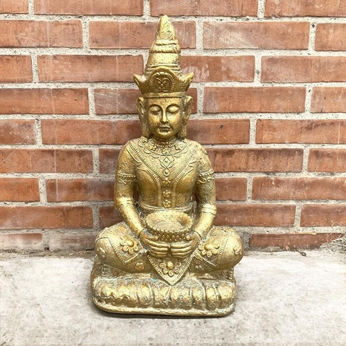 Figura Buda Thai Meditando Color Oro Envejecido  / Runn