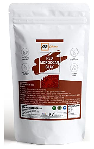 Mganna Polvo De Arcilla Roja Marroquí 100% Natural Para Anti