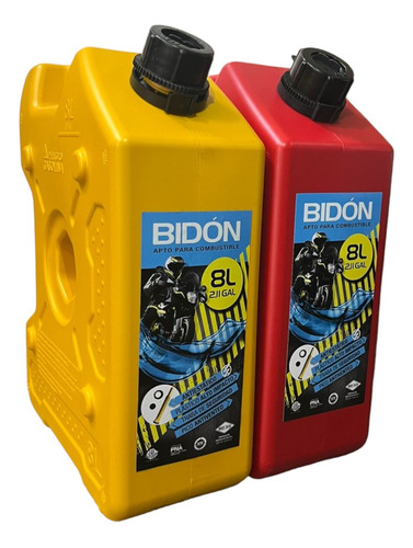 Bidón 8 Litros X2 C/pico P/ Lancha- Moto /roan Rojo/amarillo