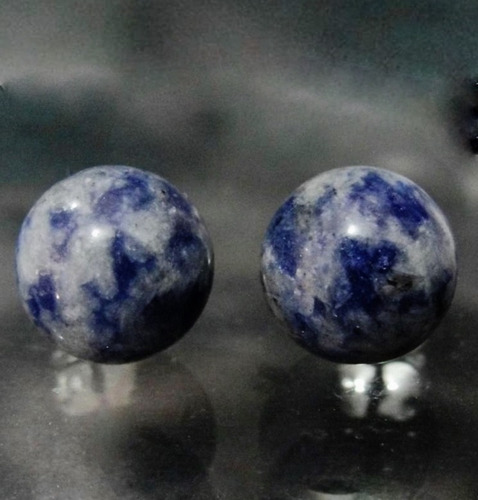 Imagem 3 de 3 de Pedras - Par Brincos Sodalitas 10mm E Prata Cód24b9