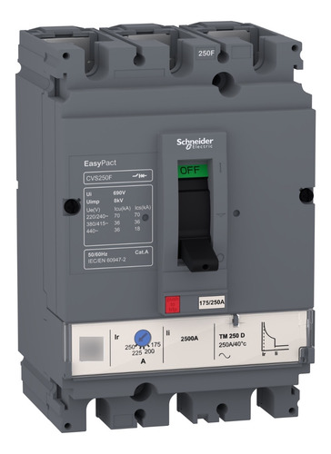 Interruptor Compacto Termica 3x 250a 36ka Schneider Lv525333