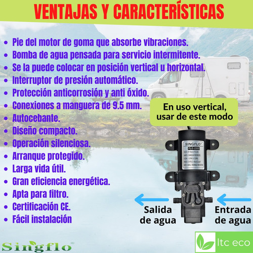 Imagen 3 de 9 de Bomba De Agua 4.3 Lpm 12 V Motorhome Casa Rodante Nautica