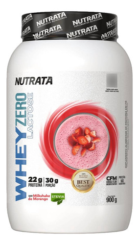 Nutrata Whey Protein Zero Lactose Morango 900gr