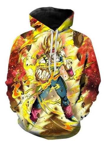 Sudadera Con Estampado Digital Dragon Ball Super Saiyan Goku