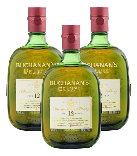 Pack De 3 Whisky Buchanan's Deluxe 12 Años Blended 750ml
