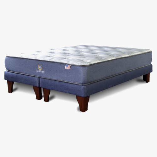 Imagen 1 de 3 de Cama Advantage 2 Plazas Base Dividida Azul