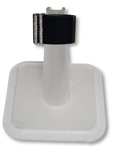 Anel Ouro Branco 18k/750 Onix E Brilhantes Cod 17071
