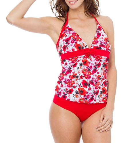 Tankini Elegante Estampada Bombacha Lisa Mare Moda 16812