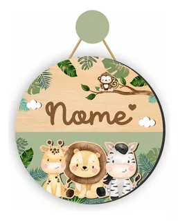 Flamula Porta Maternidade Mdf Safari Baby Personalizado