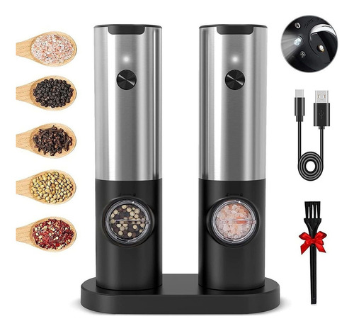 Conjunto De Moedor Elétrico Automático De Sal E Pimenta