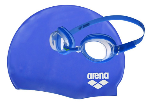 Gorra Y Antiparras Arena Pool Junior Set Azul Azul