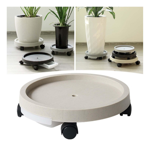 Soporte Rodante Para En Maceta Con Ruedas, Beige 24,4cm
