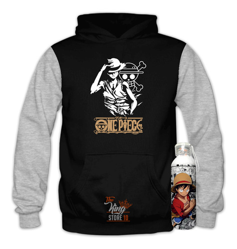 Poleron Bicolor + Botella, One Piece, Anime, Otaku, Manga, Xxxl