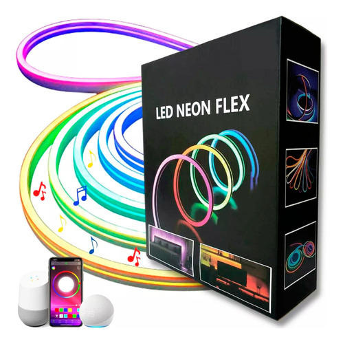 Tira Led Neon Flex Rgb Bluetooth Smart 5m Audiorítmica Ip65