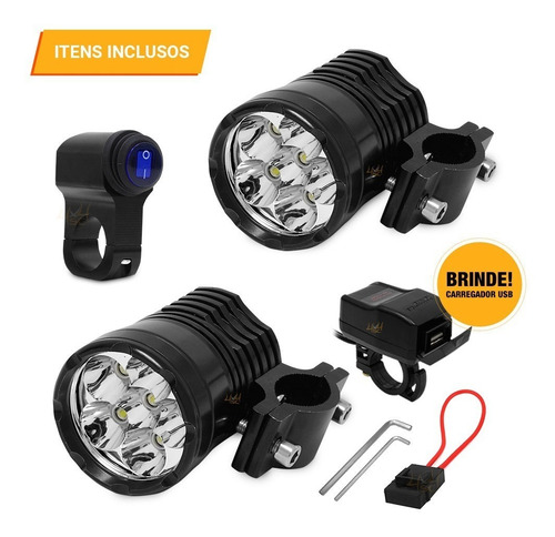 Imagem 5 de 10 de Farol Auxiliar Led 60w Moto Honda Bros 125 150 160 10.000lm