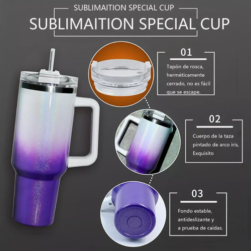 40oz Colorful Botella Térmica Para Deportes Al Aire Libre Blanco Morado