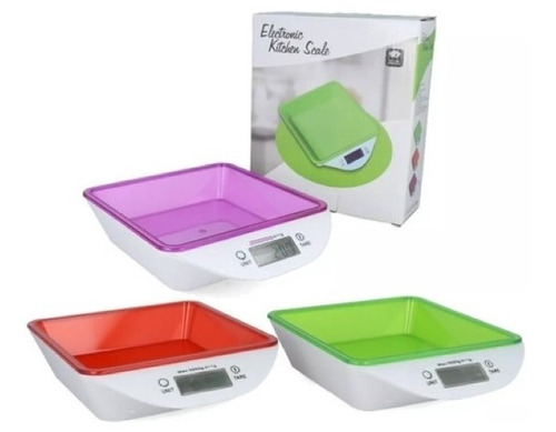 Balanza De Cocina Digital Pesa Gramera 5kg Bowl Rectangular