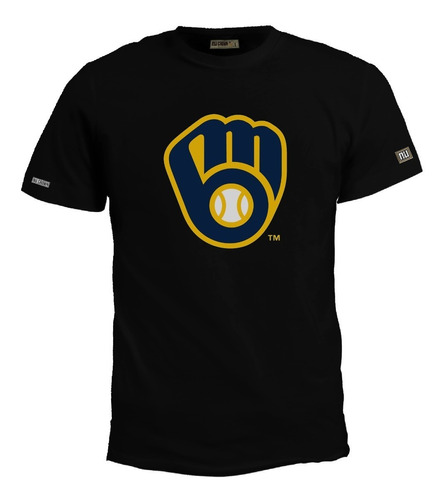 Camiseta Estampada Milwaukee Brewers Logo Guante Beisbol Bto