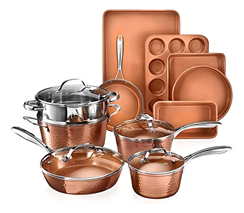 Colección Gotham Steel Hammered Copper - Juego De Utensilios