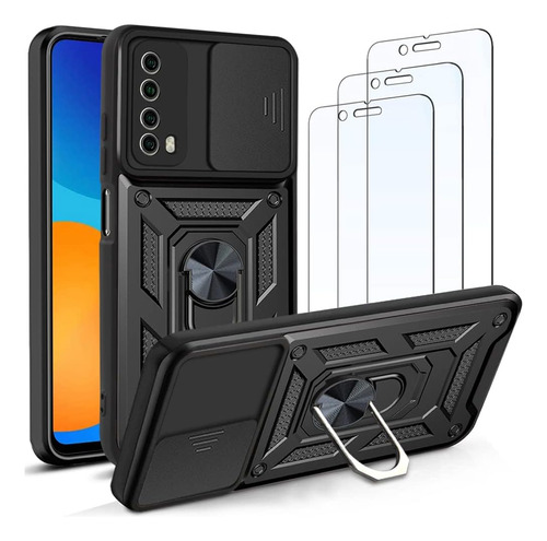 Funda Para P Smart 2021/y7a Uso Rudo Cámara Carcasa+mica Negro Huawei P Smart 2021/y7a