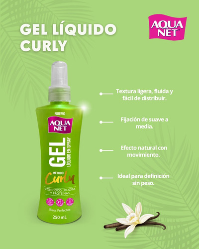 Gel Líquido Aqua Net Curly 2pzas Para Cabello Delgado