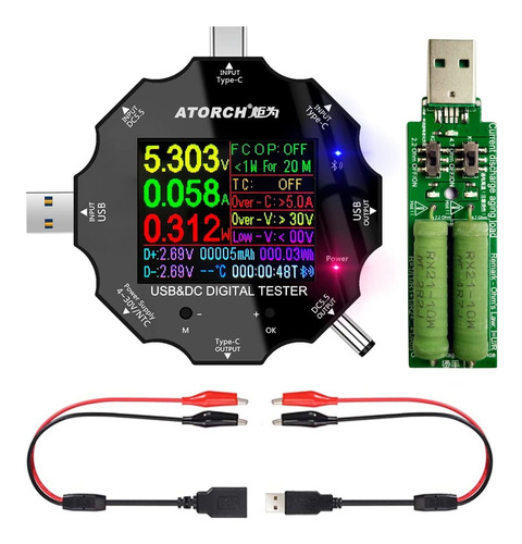 Probador Usb 3 1 Tipo Dc5.5 Tester Pantalla Color Ips