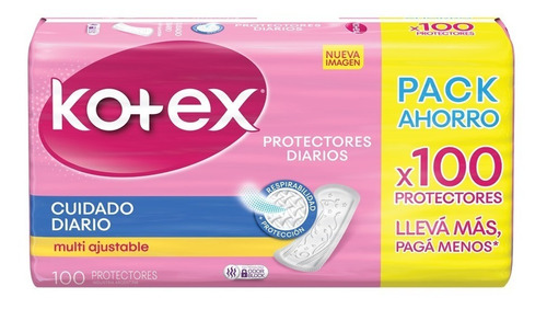 Protector Diario Kotex Cuidado Diario Multiestilo X 100