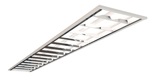 Luminaria Calha Comercial de Teto Embutir Aleta P/2 Lampadas Led T8 18W 120cm