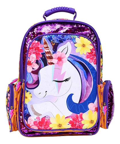 Mochila Espalda Talbot Bts Unicornio 45cm 18 Pulgadas Color Violeta