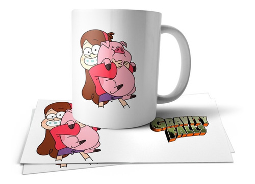 Gravity Falls Mabel Pines Pato Cerdo Taza Polimero Blanco