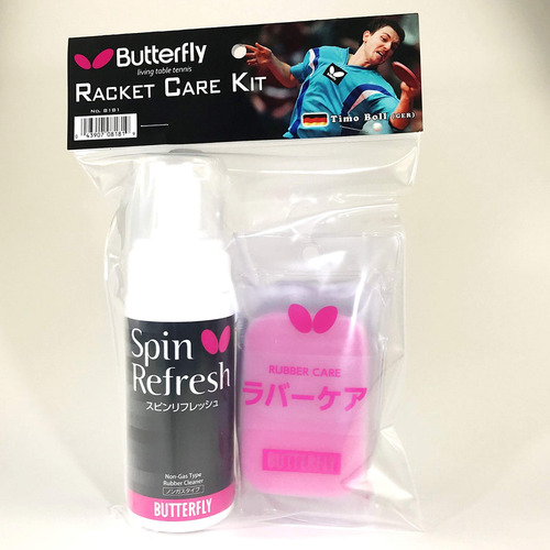 Kit De Limpieza De Raqueta Butterfly Modelo Ping Pong Rosa Y Negro Tipo De Mango