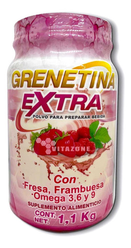 Grenetina Extra Omega 3 6 9 Fresa Frambuesa 1.1 Kg Sanabi