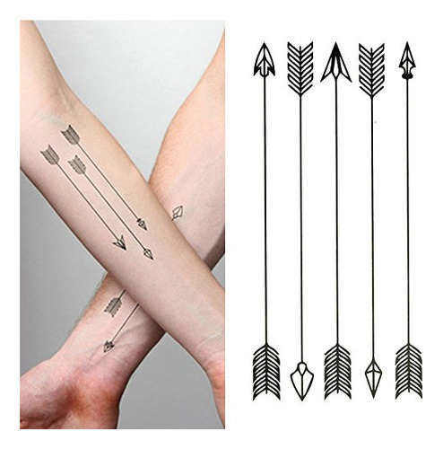 Oottati Pequeña Flecha Cute Tatuaje Temporal Brazo (set De.