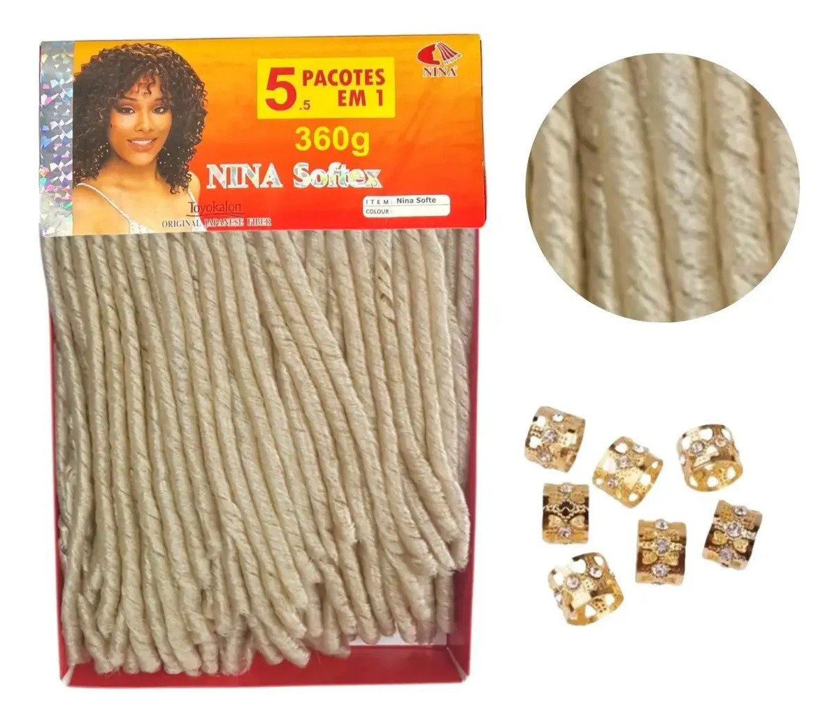 Cabelo Cacheado Afro Nina Softex 360g Crochet Braid Box Locs Cor Loiro Claro