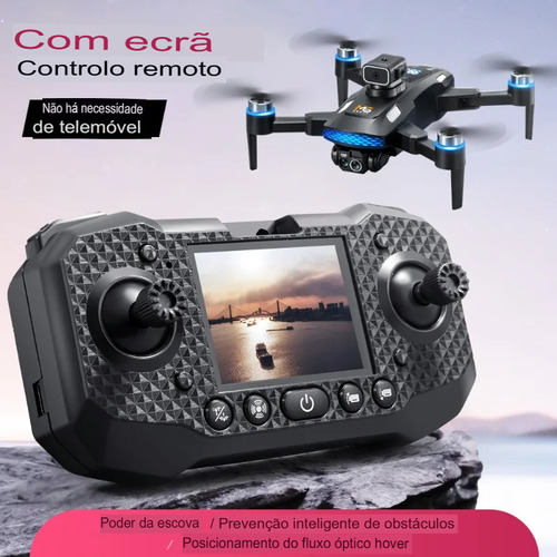 Drone M6, Tela Câmera Motor Brushless 1 Bateria + Óculos Vr Preto
