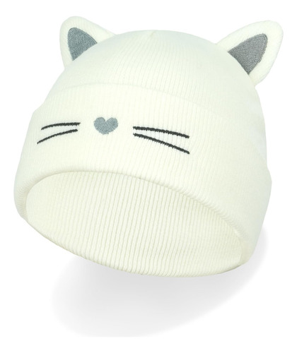 Gorro De Invierno Con Diseño De Animal, Gorras De Punto Blanco Talla Única
