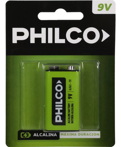4 X Pilas Batería 9v Philco Alcalina 9 V