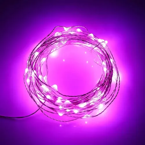Fio Fada Cordão 10m 100l Pilha+usb Cores Luzes Rosa 8013