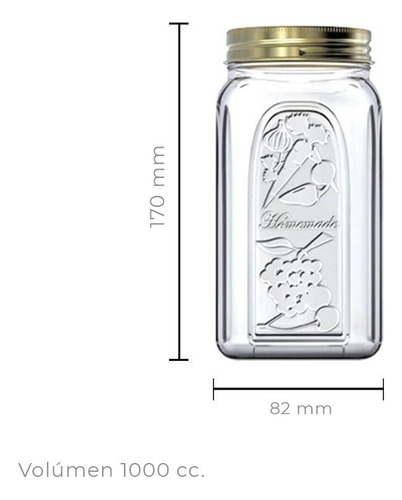 Set De 3 Jarro Con Tapa De Metal 1000 Ml